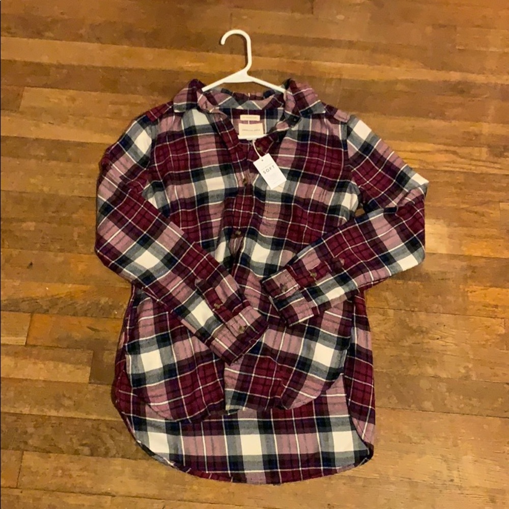 NWT American Eagle Plaid Small Boufriend Fit!